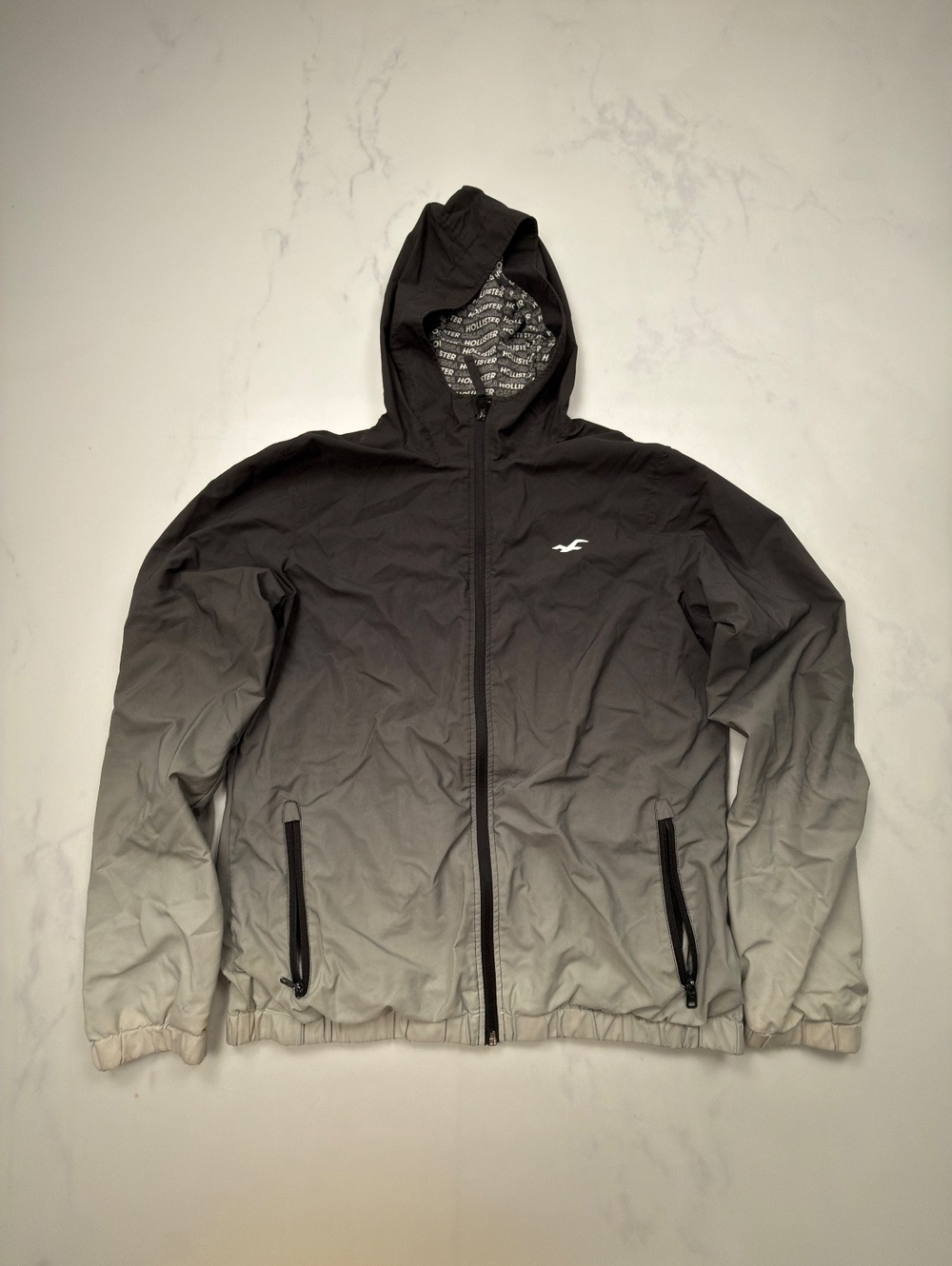 Hollister Gradient Hoodie Jacket Black Gray 2010s Minimalist - Mens L